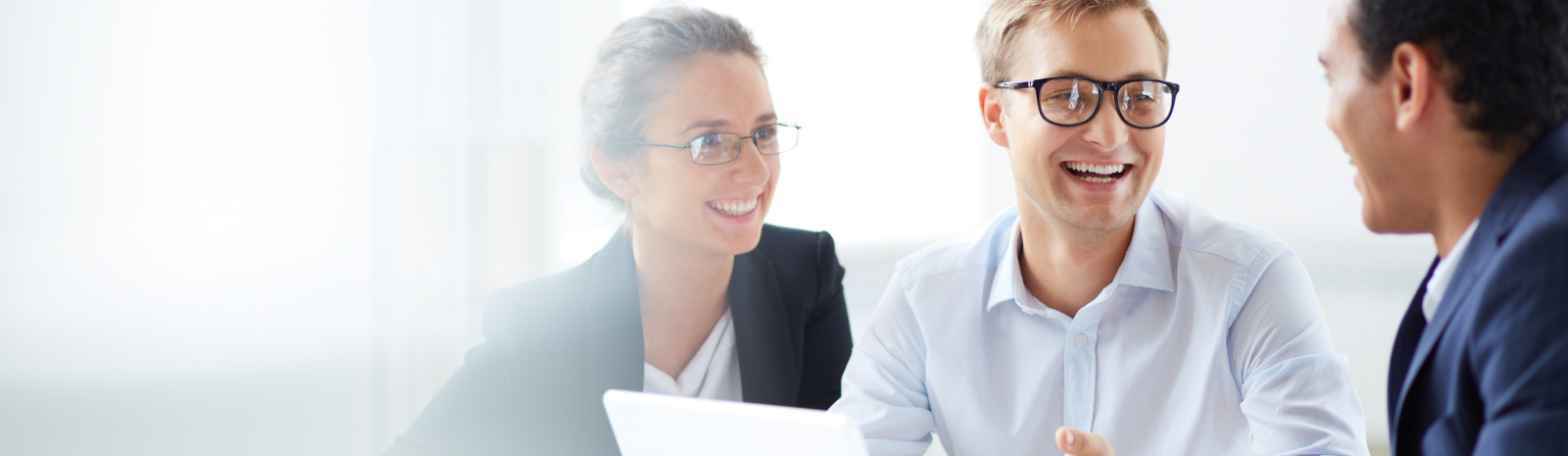 Business meeting with people laughing