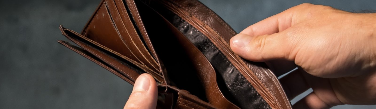 Empty brown leather wallet